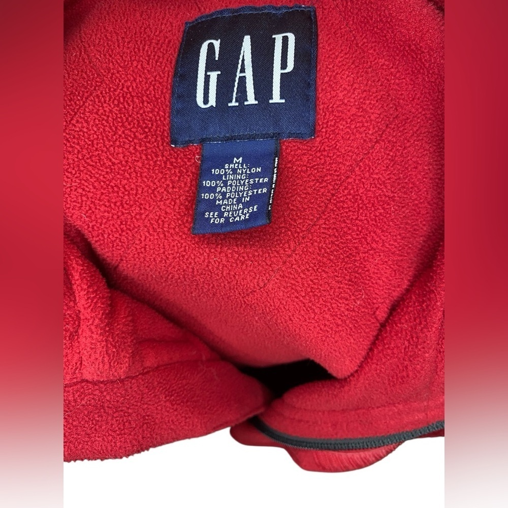 Gap Fleece Lined Utility Cargo Vest Men’s M Red Pockets 90s Winter Streetwear - Picture 4 of 5